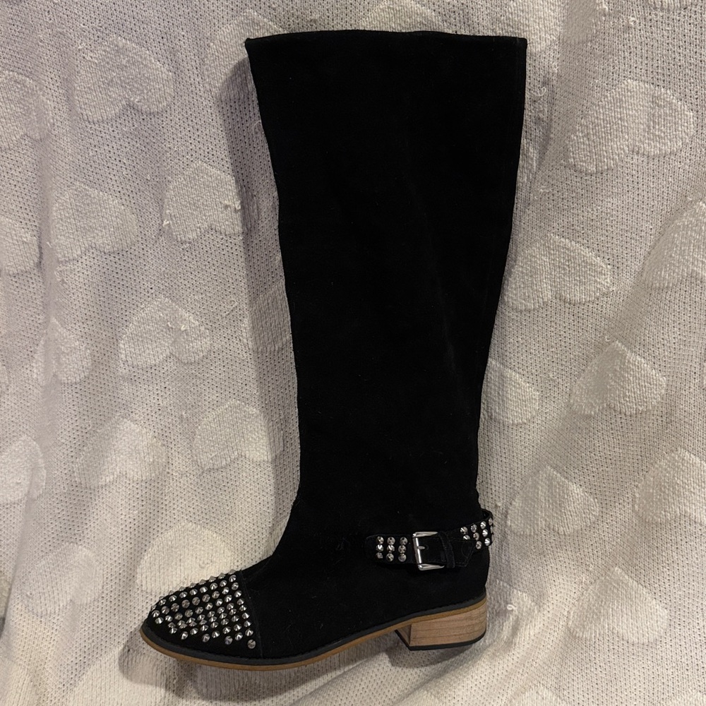 Black Suede Studded Knee-High Boots size 9